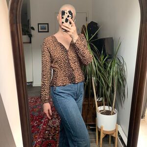 H&M Leopard Print long sleeve blouse